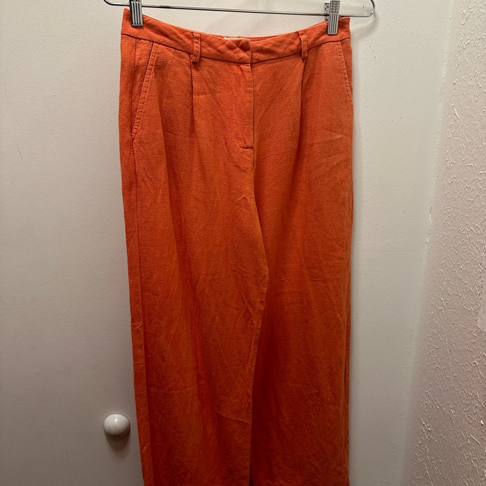 PALOMA WOOL Orange Linen trouser size 38 28” waist / high waist / made in Spain
